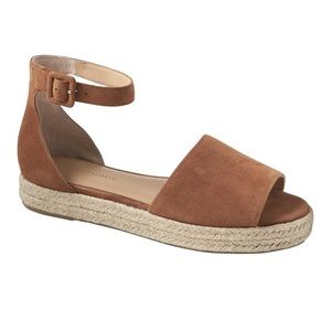 Banana Republic Brown Suede Peep Toe Platform Flat